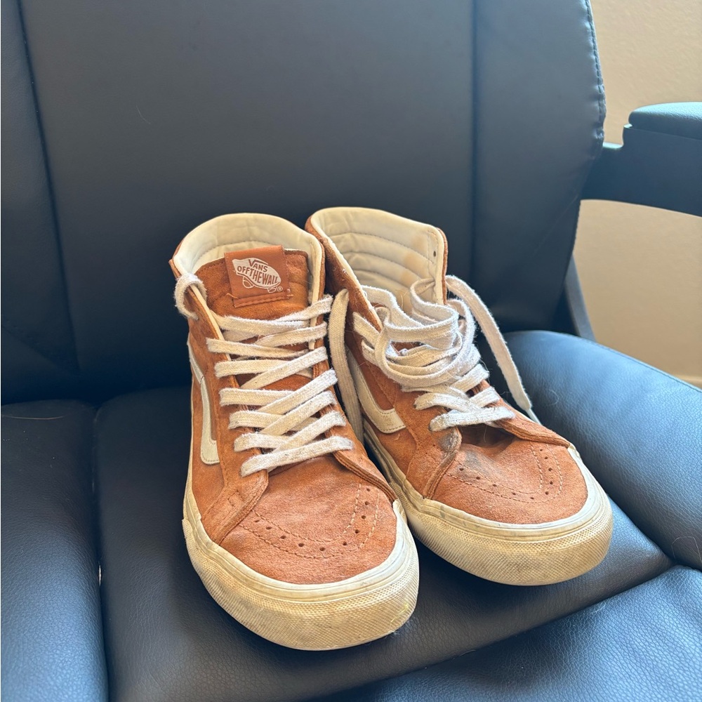 Vans Brown and White High-Top Sneakers